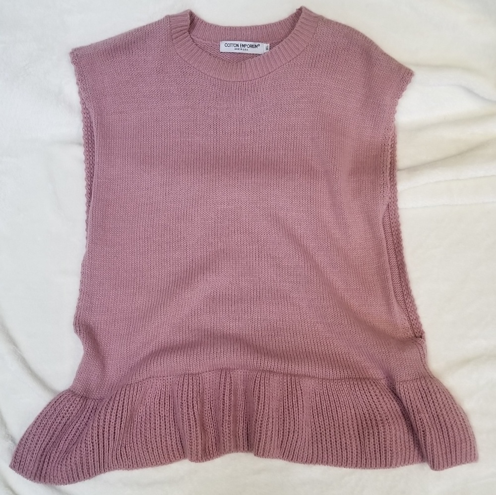Dusty Rose Peplum Sweater Vest
